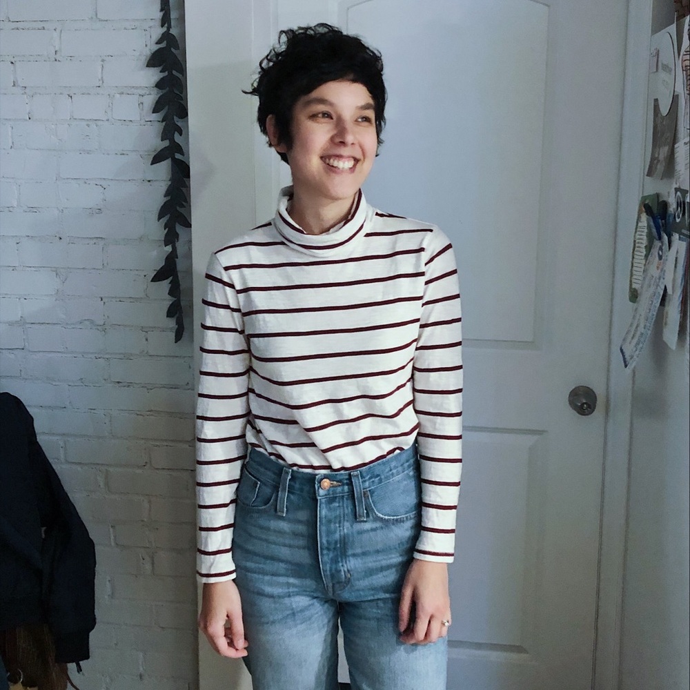 Cotton Striped Turtleneck